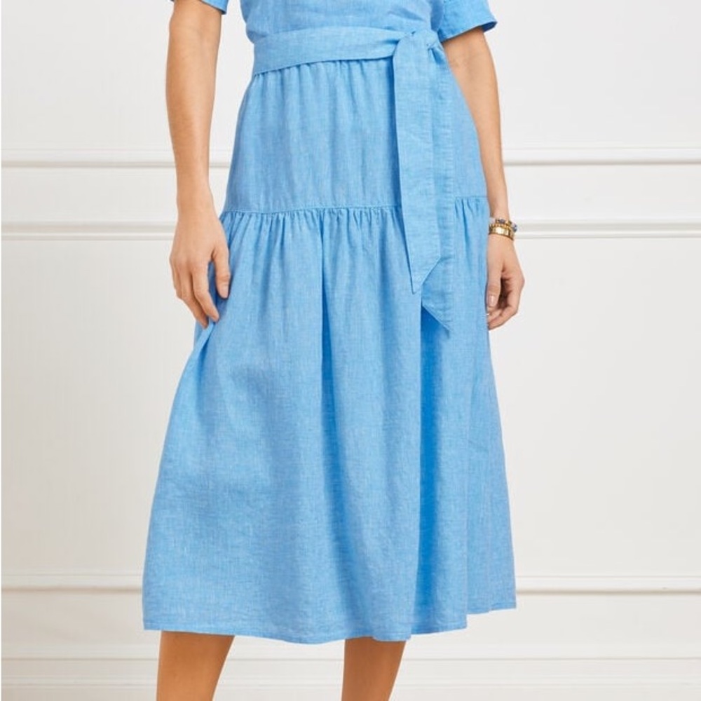 Talbots Drop Waist Linen Midi Skirt-Cross Dyed